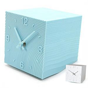 Cube Grained Table Clock Light Blue