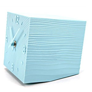 Cube Grained Table Clock Light Blue
